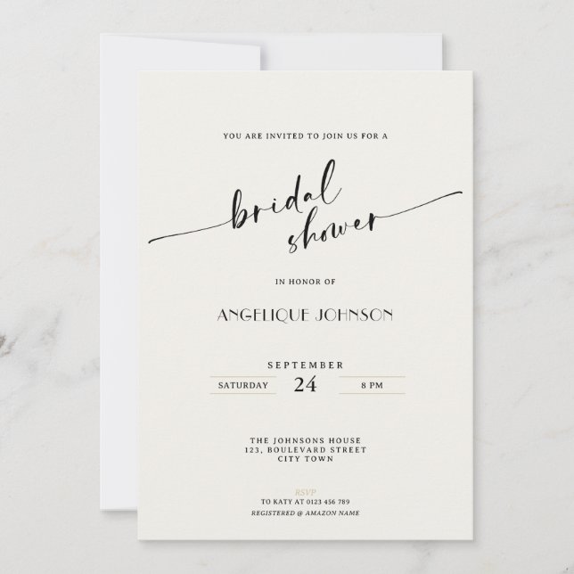 Invitación Elegante y Simple - Despedida de Soltera Minimalis (Anverso)