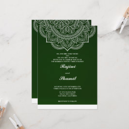 Invitación Elegante y simple Emerald Green Paisley Hindu