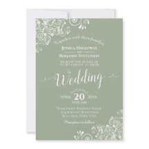 Elegante y simple encaje blanco sobre el Boda verd