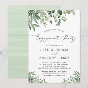 Invitación Elegante y simple Eucalyptus deja la fiesta de com