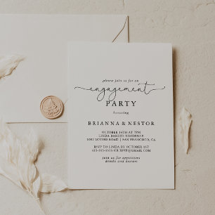 Invitación Elegante y simple fiesta de compromiso de caligraf