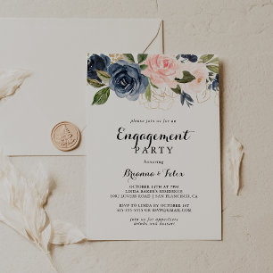 Invitación Elegante y simple fiesta de compromiso floral de i