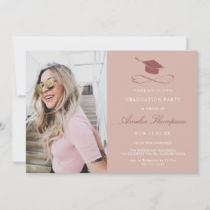 Invitación Elegante y simple fiesta de graduación de fotos ro