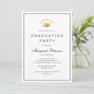 Invitación Elegante y simple fiesta de graduación de gota de 