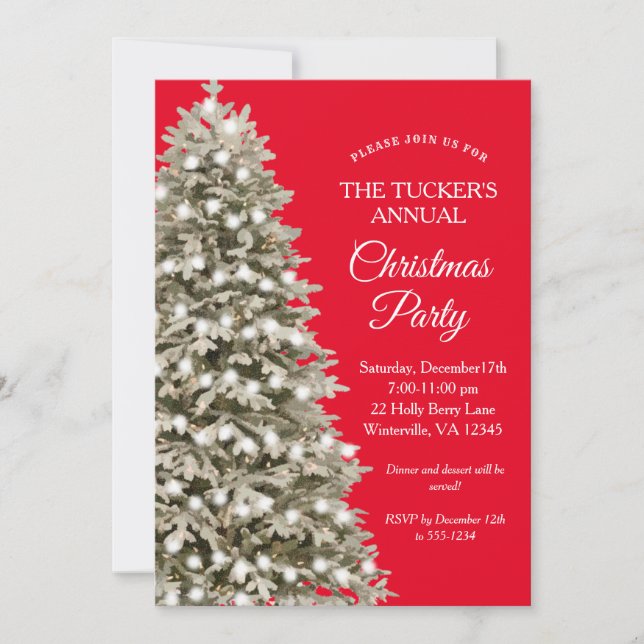 Invitación Elegante y simple Fiesta de Navidades rojos del ár (Anverso)