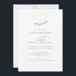 Invitación Elegante y simple Fiesta sorpresa de cumpleaños 21<br><div class="desc">Un sencillo rasguño botánico dibujado a mano se combina con caligrafía ventilada y tipografía tradicional para crear un diseño de fusión que un hombre o una mujer se sentirían cómodos usando. El gris oscuro sobre el blanco es la elección perfecta para cualquier temporada.</div>