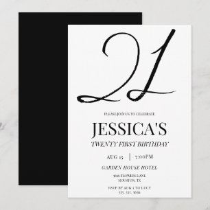 Invitación Elegante y simple Fiesta Unisex 21 de cumpleaños