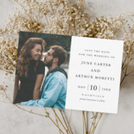 Invitación Elegante y Simple Foto de Boda Guardar la Fecha