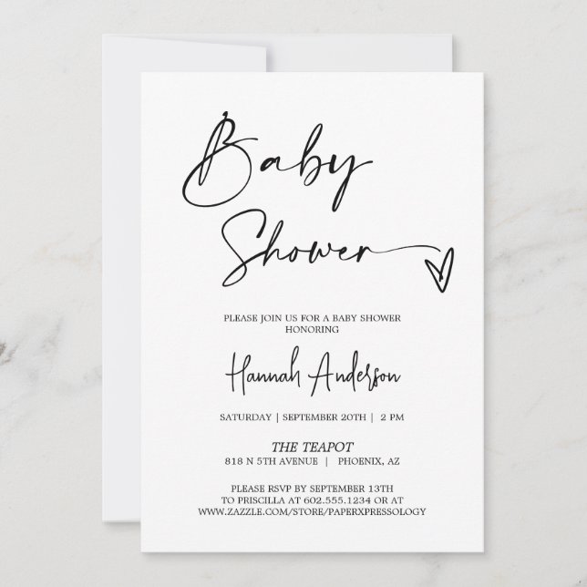 Invitación Elegante y simple foto de código QR de Baby Shower (Anverso)