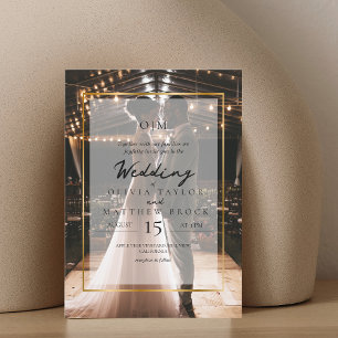 Invitación Elegante y simple foto dorada superpuesta