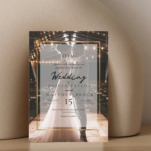 Invitación Elegante y simple foto dorada superpuesta (Subido por el creador)
