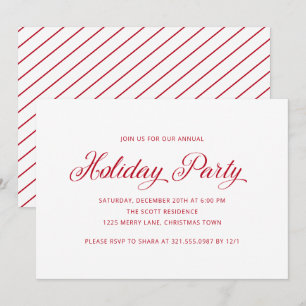Invitación Elegante y simple guión rojo moderno fiesta de vac