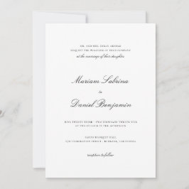 Invitación Elegante y Simple Letra de Caligrafía Boda Blanca