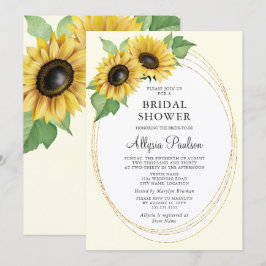 Invitación Elegante y Simple Lluvia de Novia de Girasoles