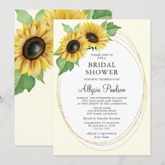 Invitación Elegante y Simple Lluvia de Novia de Girasoles