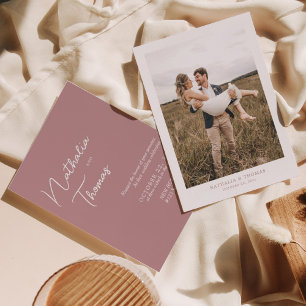 Invitación Elegante y simple Rosa  Boda de fotografía