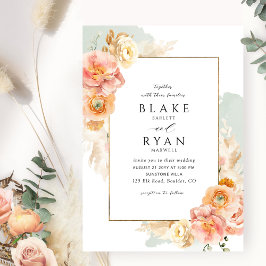 Invitación Elegante y simple sabio, Boda de Peach y Rubor