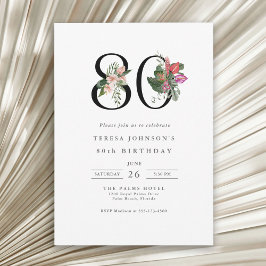 Invitación Elegante y simple Tropical 80 cumpleaños