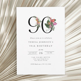 Invitación Elegante y simple Tropical 90 cumpleaños