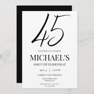 Invitación Elegante y simple Unisex 45ª fiesta de cumpleaños