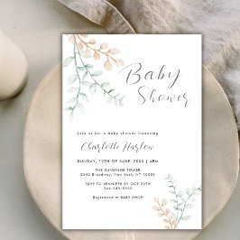 Invitación Elegante y simple vegetación Eucalyptus Baby Showe