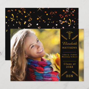 Invitación Elegante y sofisticada graduación de enfermería   