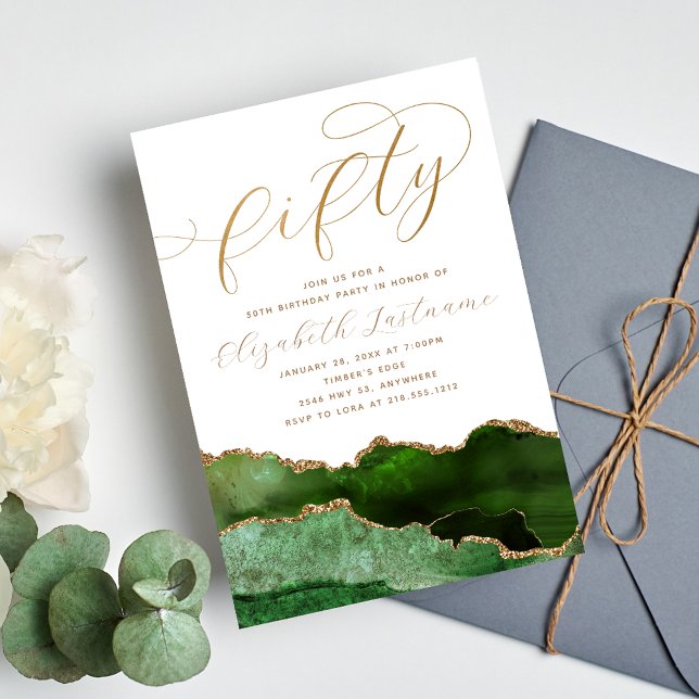 Invitación Elegante y sofisticado Gold Green 50 cumpleaños (Subido por el creador)