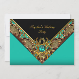 Invitación Elegante y sofisticado jade negro dorado fiesta de
