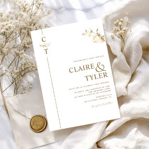 Invitación Elegante y sofisticado monograma blanco y dorado d