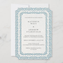 Invitación Elegante y suave Blue + White Beach Wedding
