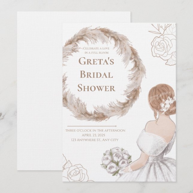 Invitación elegante y suave para la fiesta de boda (Anverso / Reverso)