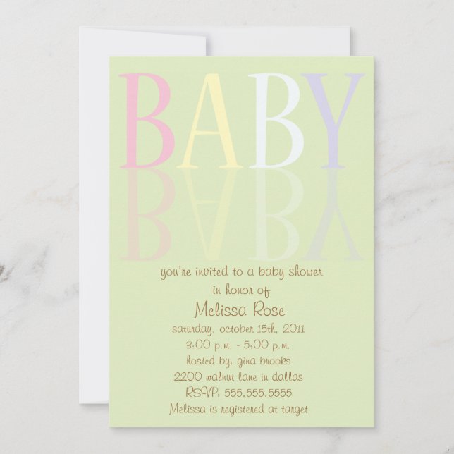 Invitación Elegante y suave reflexión que Baby Shower invita (Anverso)