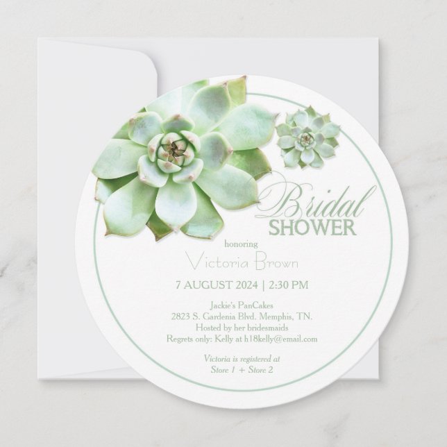 Invitación Elegante Y Suculenta Ducha Botánica Bridal (Anverso)