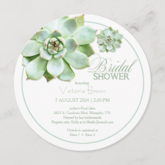 Invitación Elegante Y Suculenta Ducha Botánica Bridal