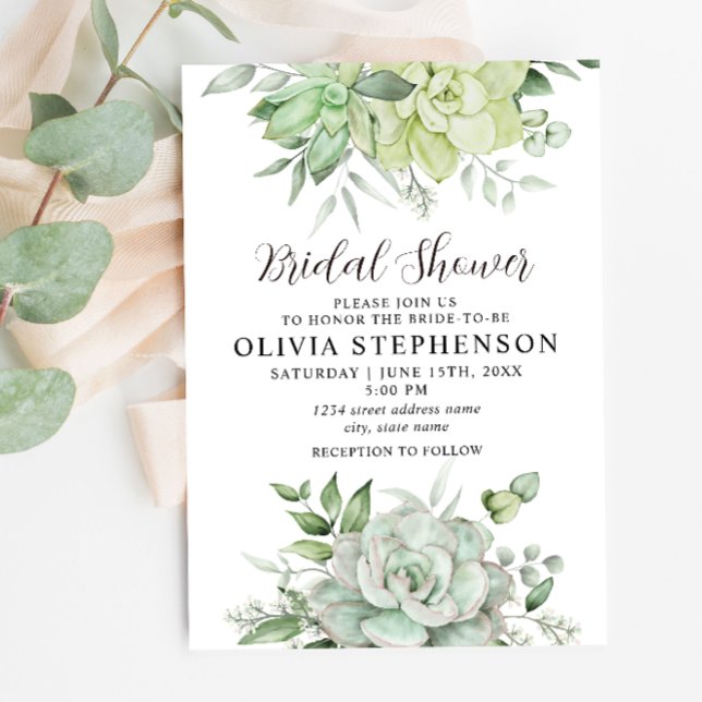Invitación Elegante Y Suculenta Verdor Ducha Bridal (Subido por el creador)
