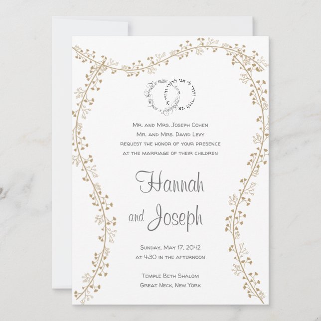 Invitación Elegante y suntuosa boda judía Chuppah invita (Anverso)