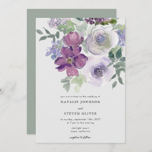 Invitación Elegante y sutil Boda floral acuarela