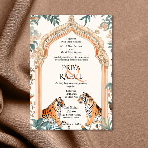 Invitación Elegante y tradicional tigres de cosecha Boda indi