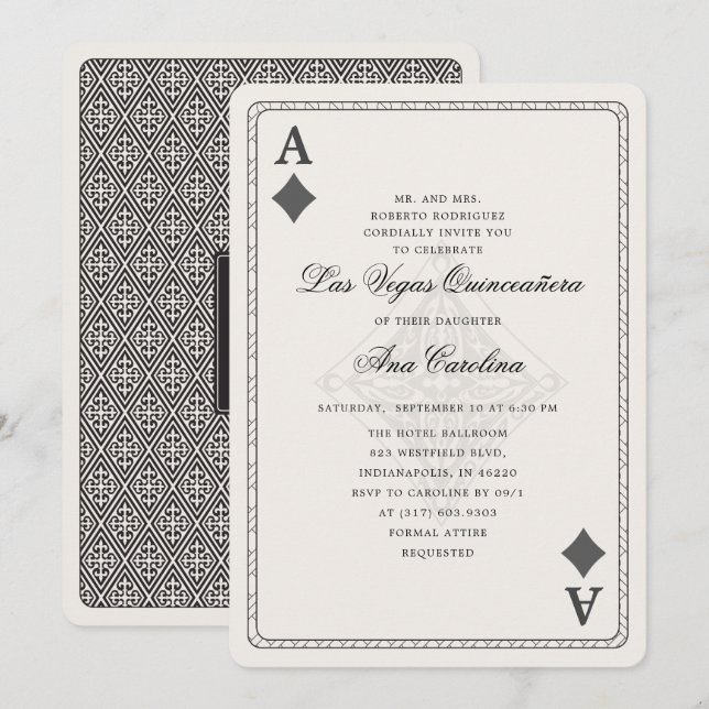 Invitación Elegante y único Las Vegas Quinceañera (Anverso / Reverso)