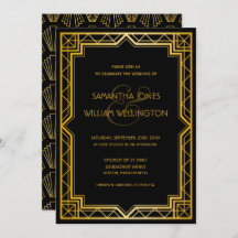 Elegante y vintage Art Deco Invitado Boda de oro n
