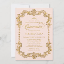 Elegante y vintage Rubor Pink Gold Tiara Quinceane