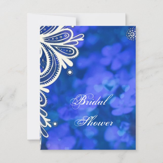 Invitación elegante zafiro moderno encaje azul y blanco (Anverso)