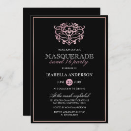 Invitación Elegante zinc metálico Rubor rosado Masquerade Swe