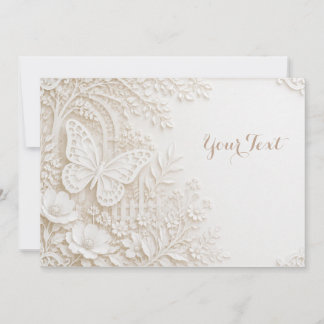 Invitación Eleganter Papercut Schmetterling mit Blumenrahmen
