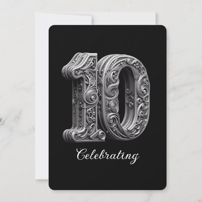 INVITACIÓN ELEGANTES 10 AÑOS DE ANIVERSARIO DE BODAS (Reverso)