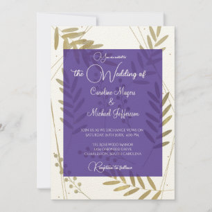 Invitación Elegantes acentos florales de oro suave sin tiempo