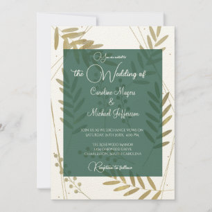 Invitación Elegantes acentos florales de oro suave sin tiempo