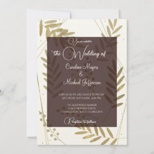 Invitación Elegantes acentos florales de oro suave sin tiempo