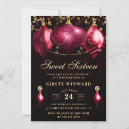 Invitación Elegantes Agatas Burgundy Invierno Bolas Dulces 16