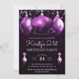 Invitación Elegantes Agatas Moradas para Cumpleaños 21